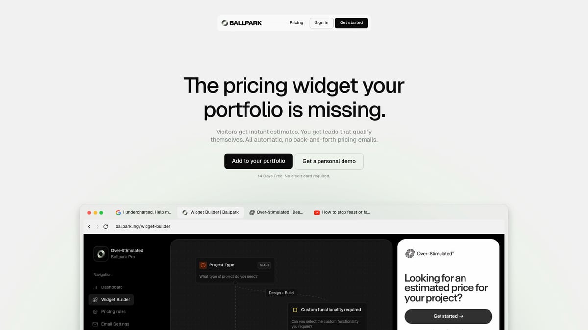10 Inspiring Landing Page For SaaS Ideas to Try in 2026 - Ballpark: Interactive Demo-Driven Landing Page