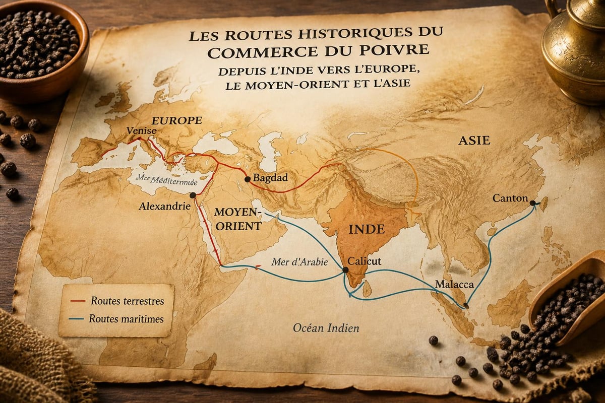 Routes commerciales anciennes du poivre