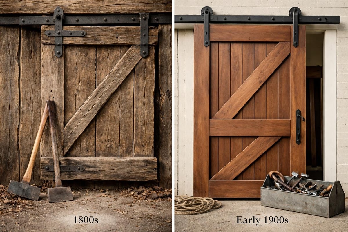 Historical timeline of barn door construction