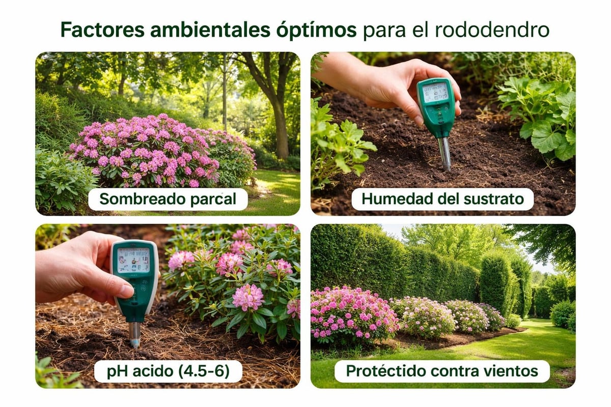 Condiciones ambientales para rododendro