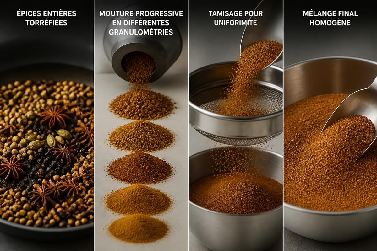 Processus de mouture pour épices chili