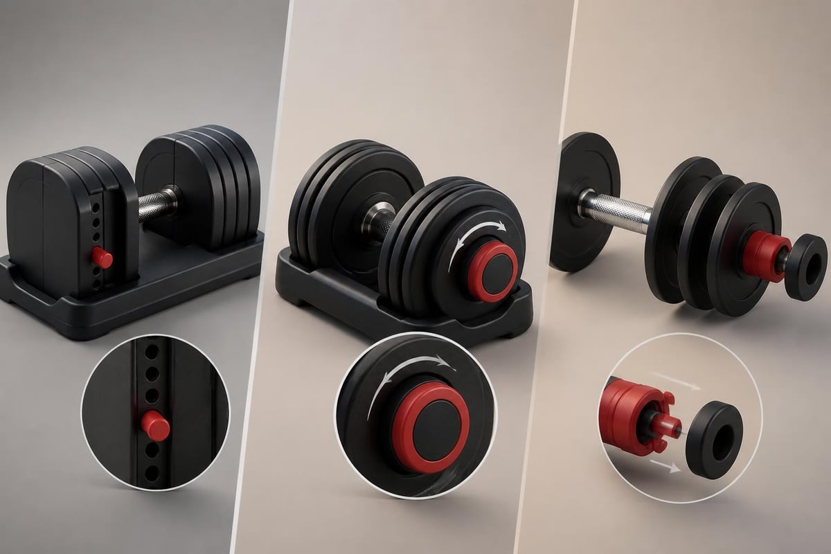Adjustable dumbbell weight selection mechanism