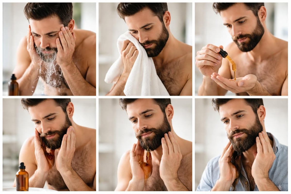 Step-by-step beard oil application