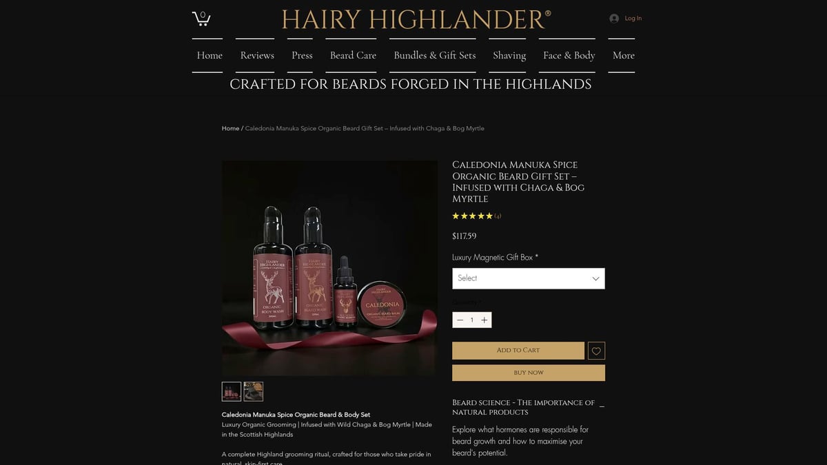 7 Best Beard Grooming Kit Picks for Stylish Men in 2026 - Hairy Highlander Caledonia Manuka Spice Organic Beard Gift Set