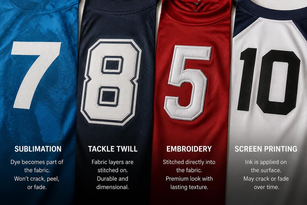 Jersey decoration techniques