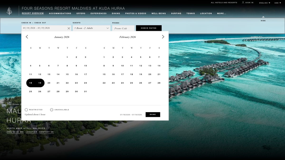 7 Best Surfing Holidays For Beginners 2026 - Tropicsurf, Four Seasons Kuda Huraa, Malediven