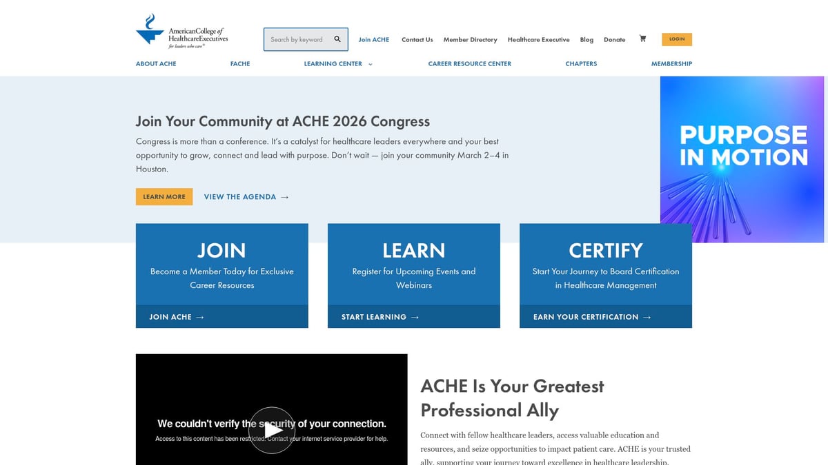 Top 8 Healthcare Professional Organizations to Know in 2026 - American College of Healthcare Executives (ACHE)