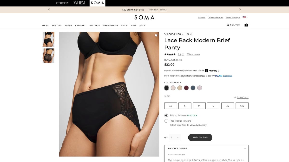 7 Best Invisible Panties for Seamless Comfort in 2025 - Soma Vanishing Edge Lace Back Modern Brief Panty