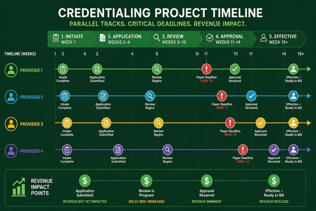 Credentialing timeline management