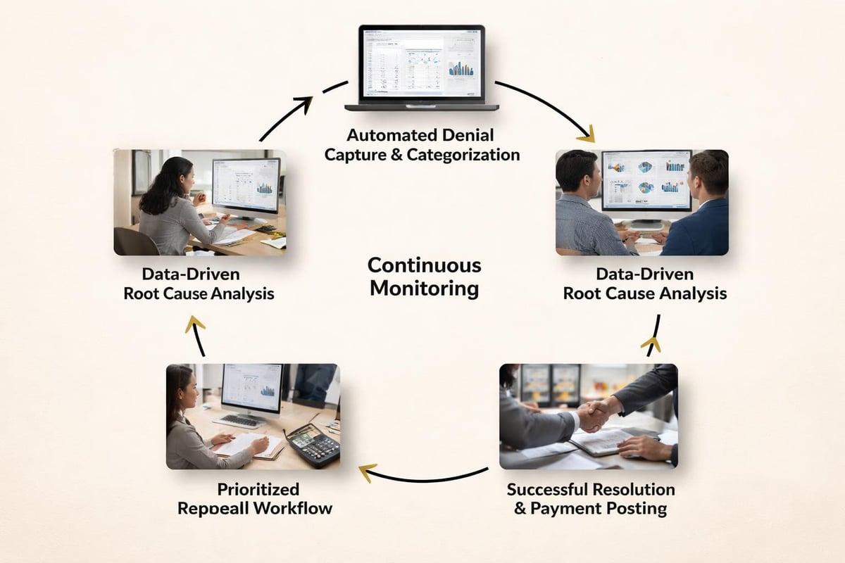 Denial management workflow stages