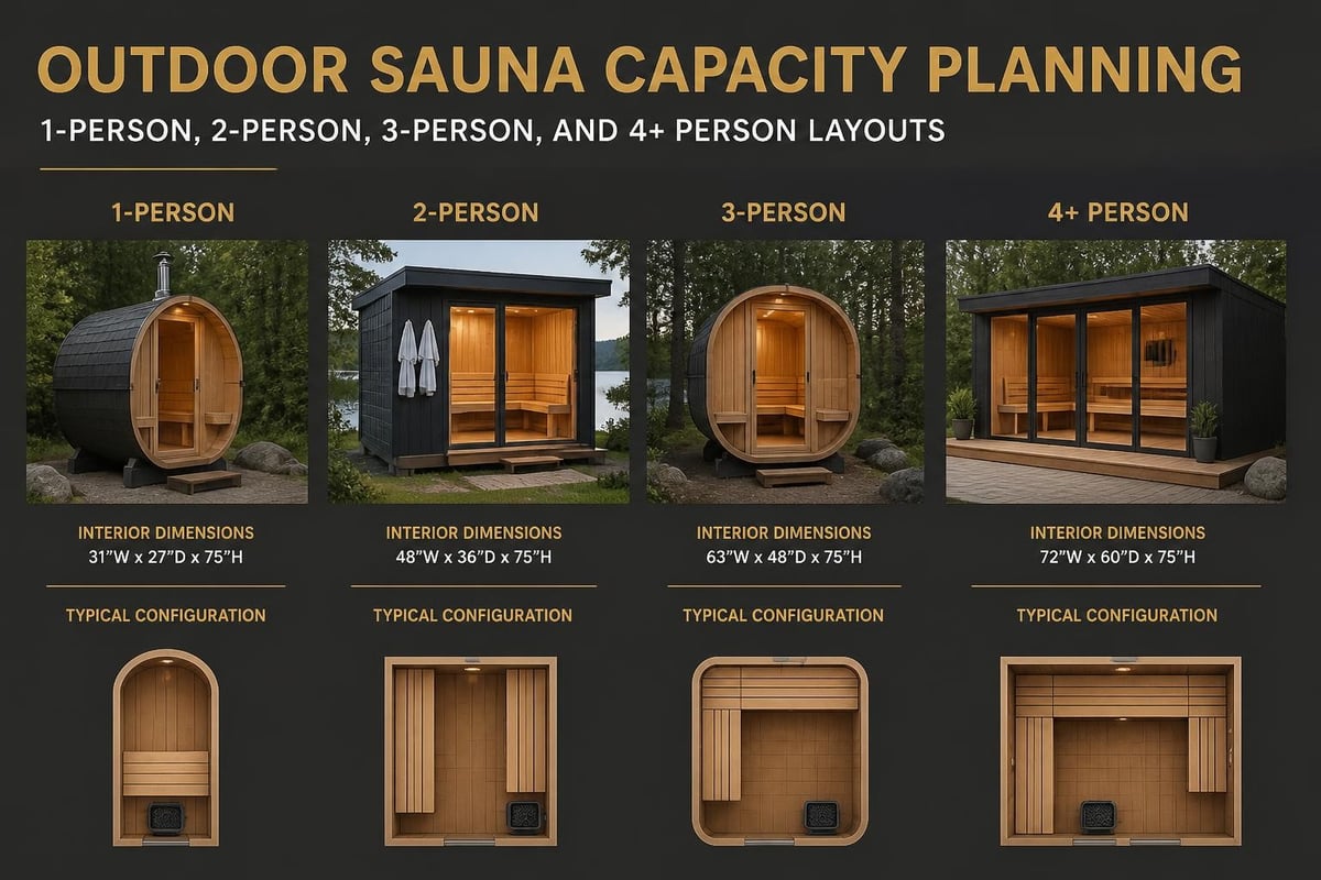 Dry sauna size comparison