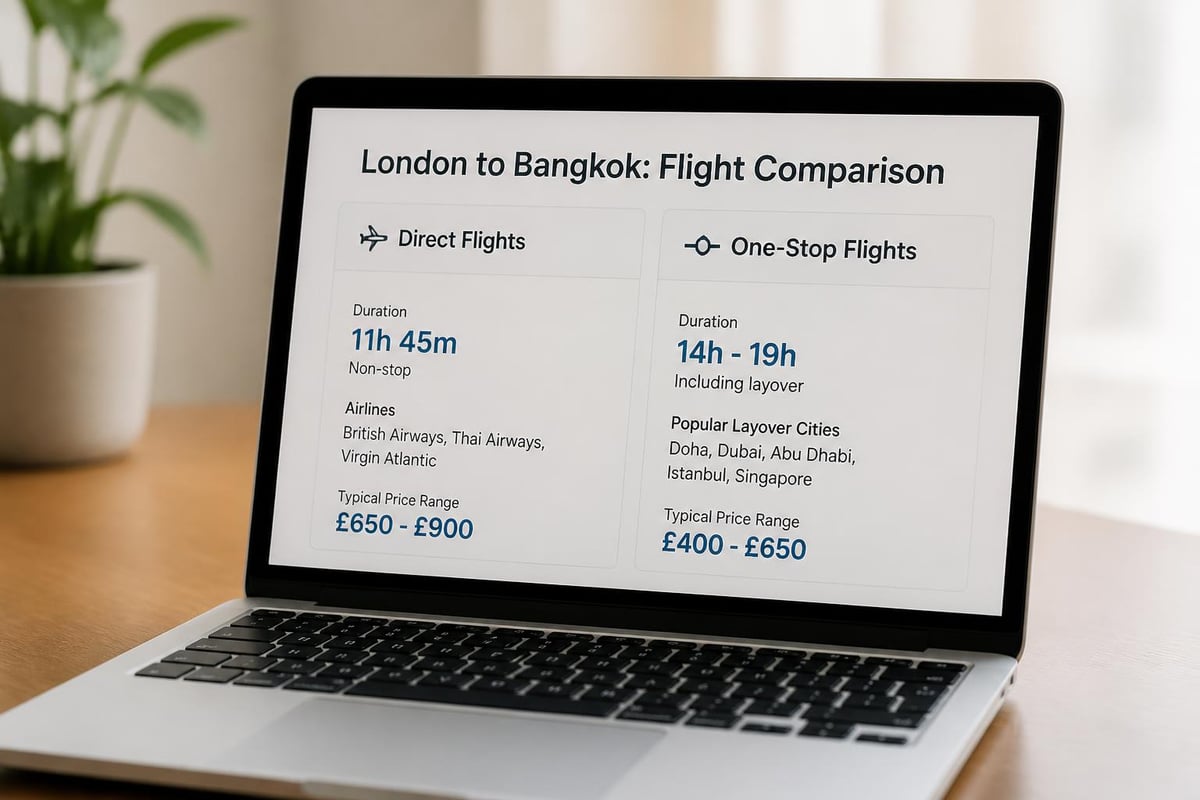 Airlines comparison for London Bangkok route