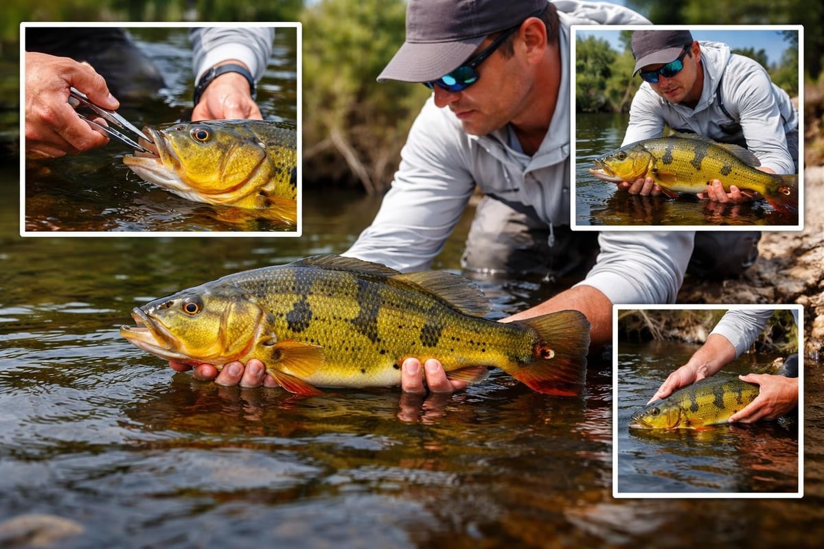 Peacock bass catch and release technique