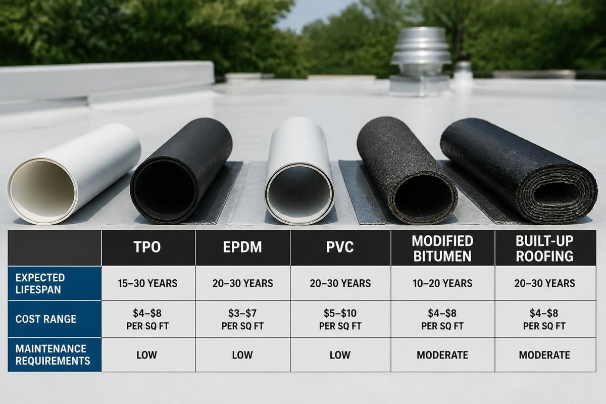 Flat roofing material comparison
