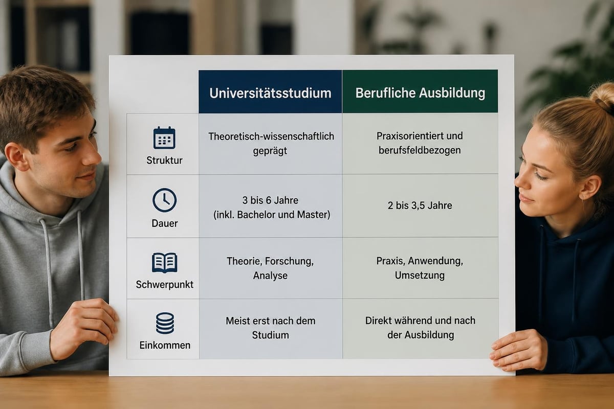 Vergleich Studium und Ausbildung