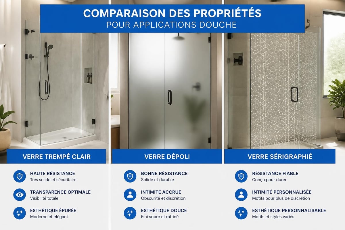 Types de verre de douche