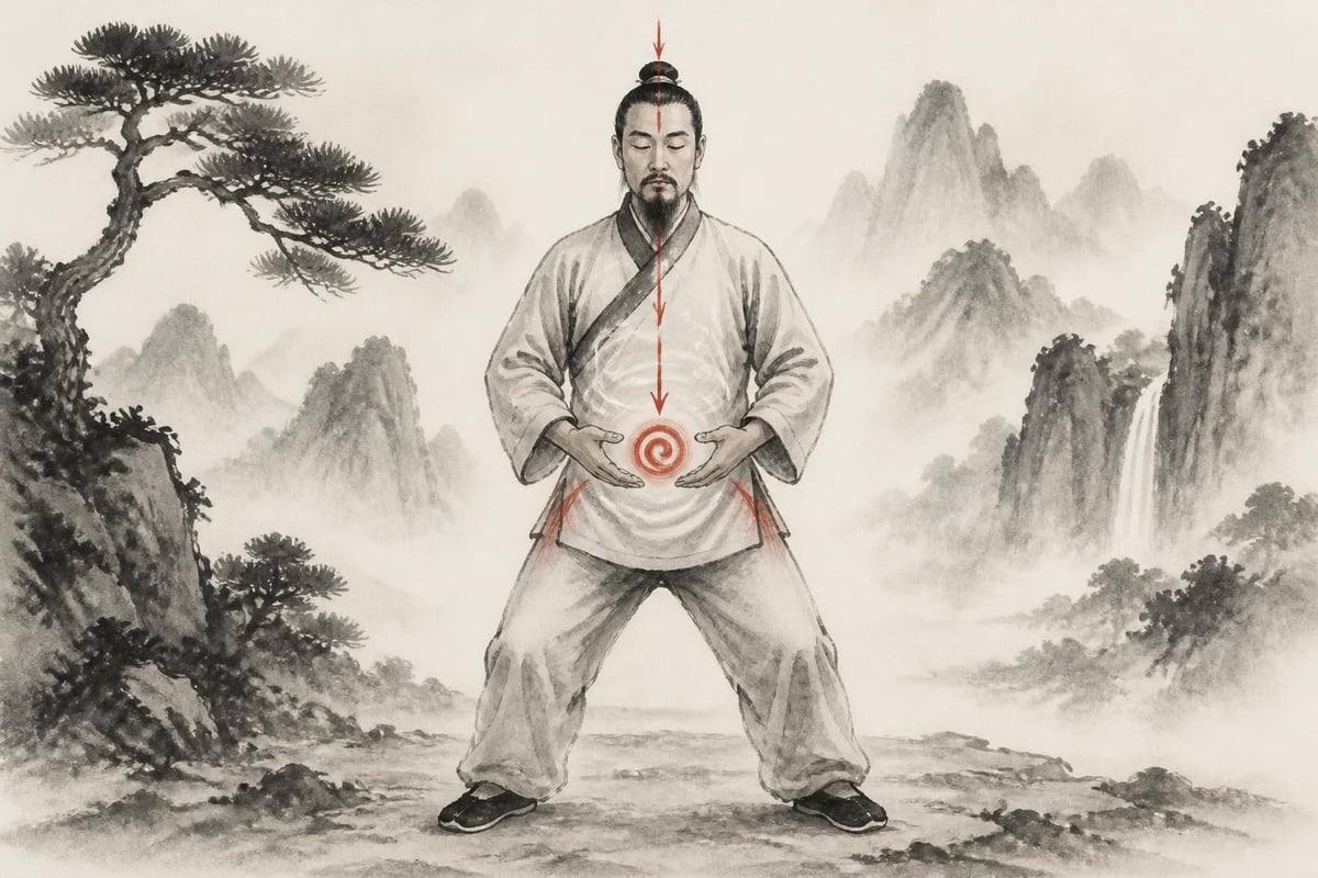Core engagement in standing meditation