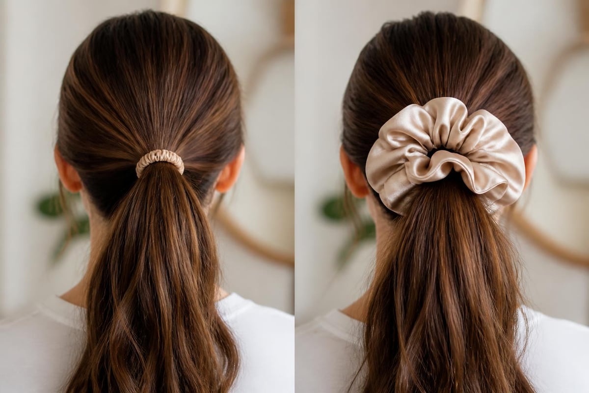 Big scrunchie structure and hair distribution