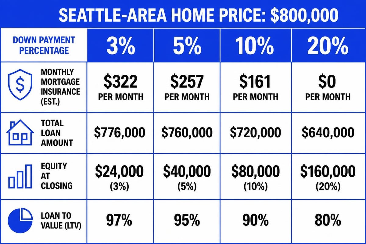 Down payment percentages comparison