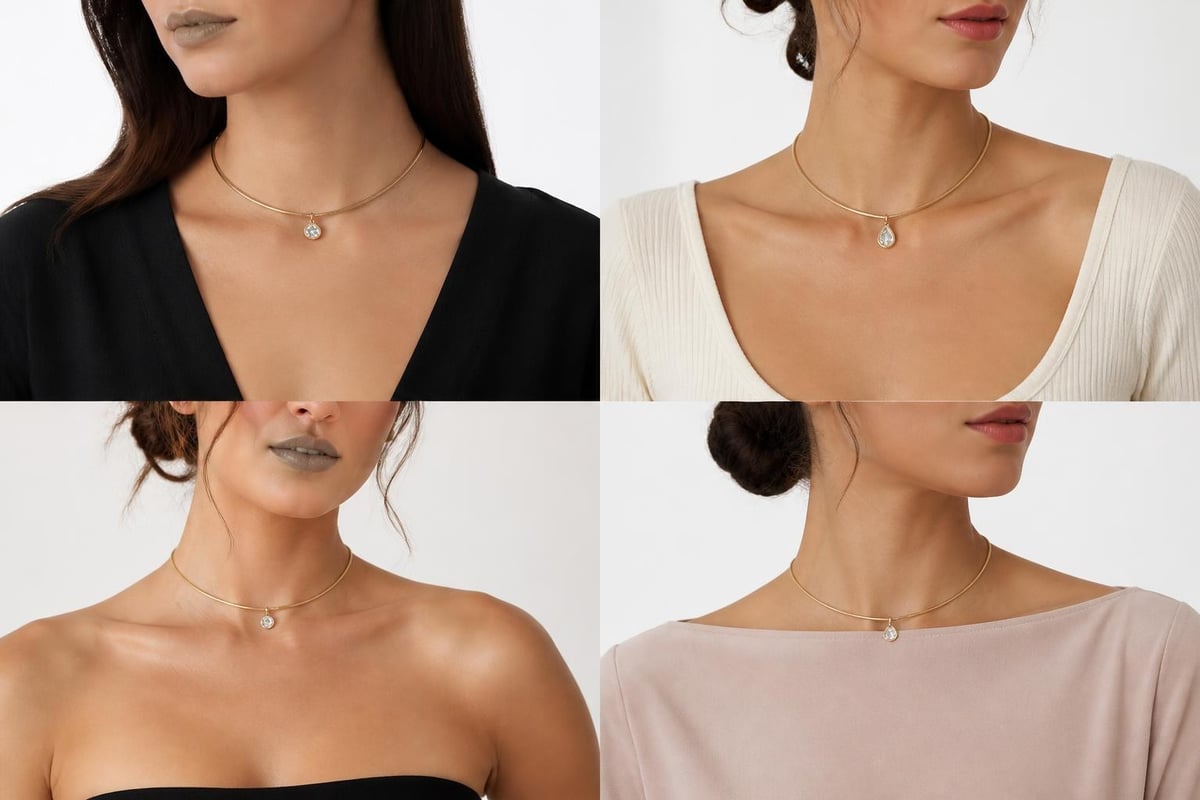 Neckline and pendant choker pairing