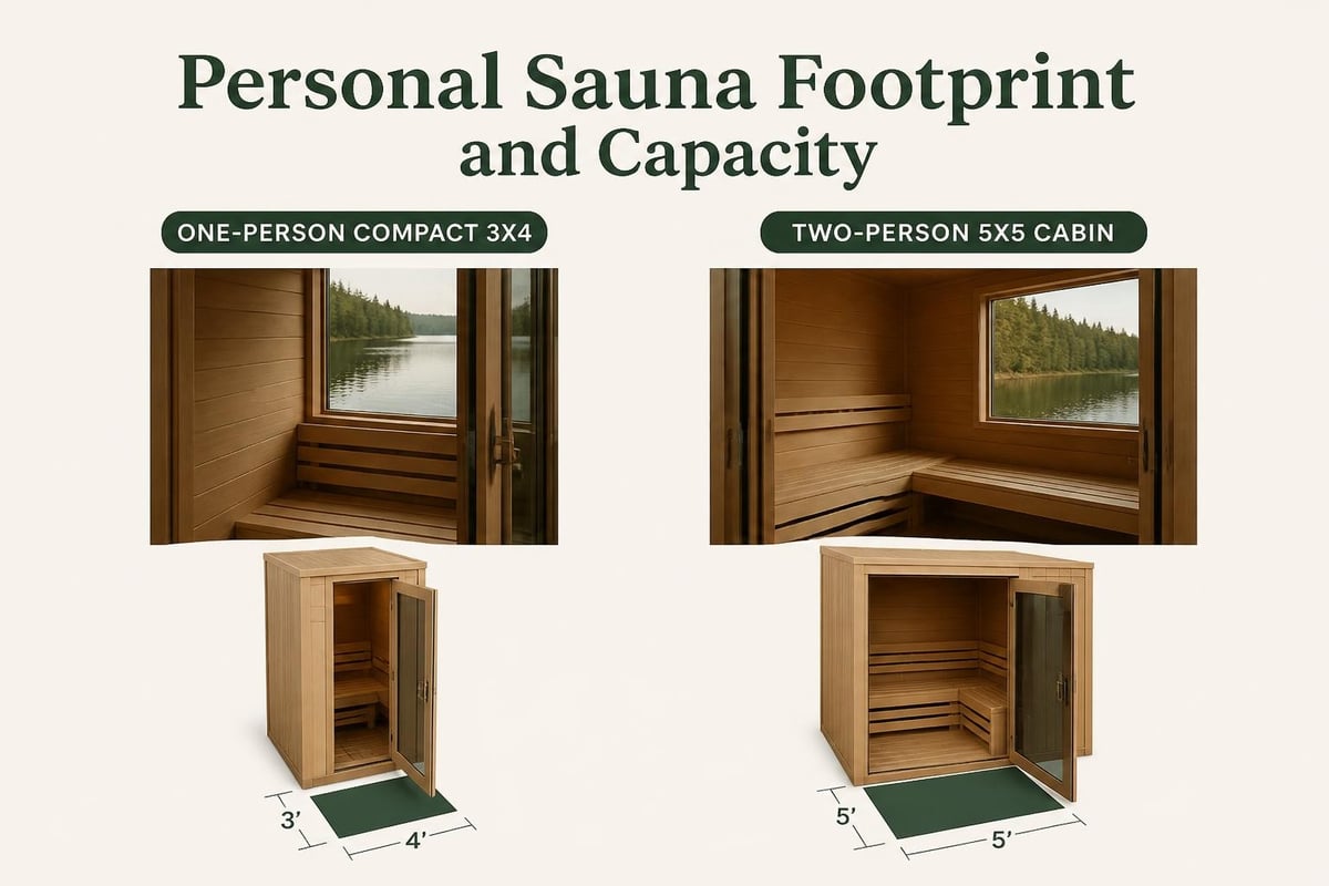 Personal sauna size comparison