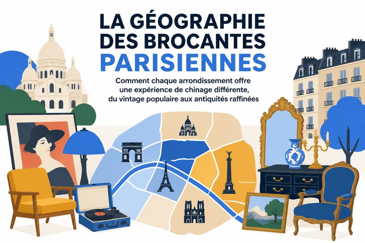 Carte des quartiers parisiens et leurs brocantes