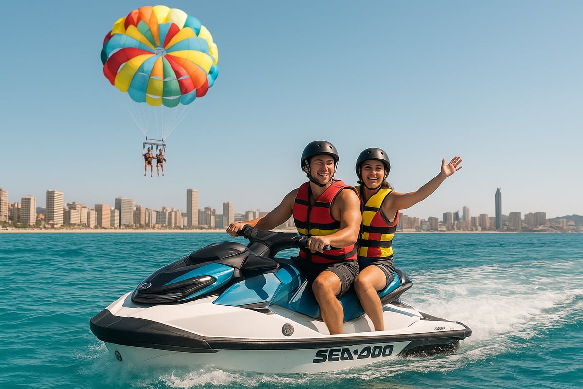 Motos de Agua Benidorm - article c80540f0 9581 47e6 92c fotografia realista y de alta calidad mostrando a 0 5auq3h ¿En qué consiste el Pack Moto de Agua y Parasailing en Benidorm?