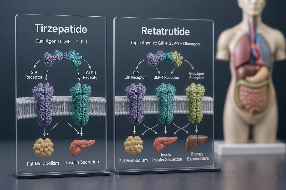 GIP, GLP-1, and glucagon receptor activation