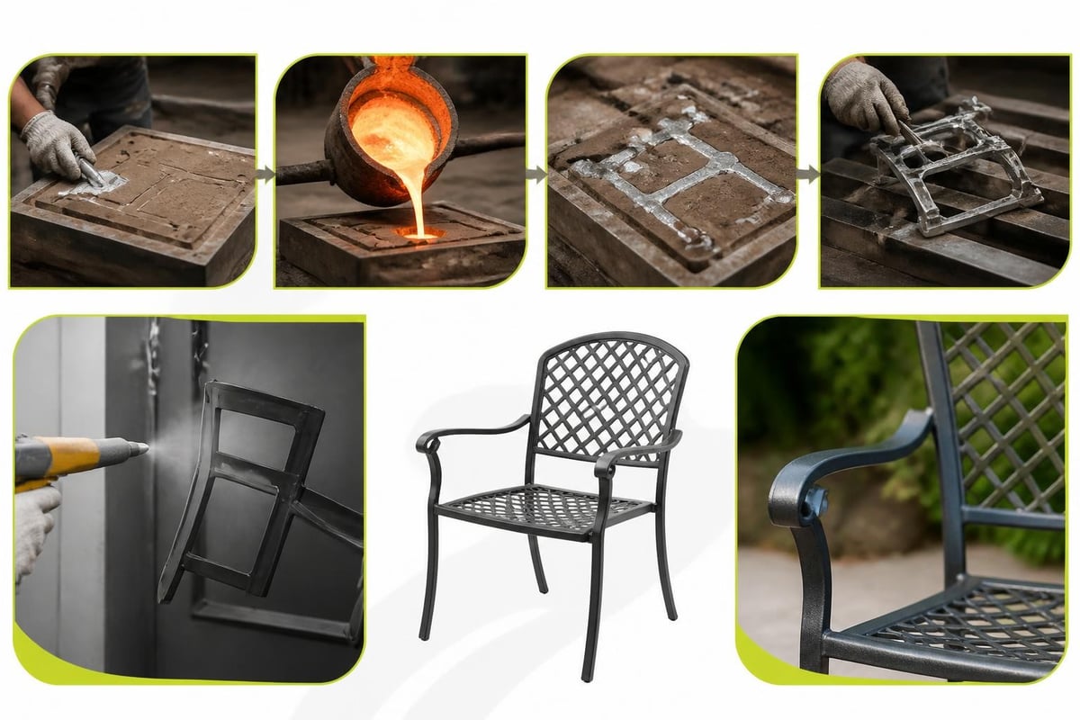 Cast aluminum furniture manufacturing process