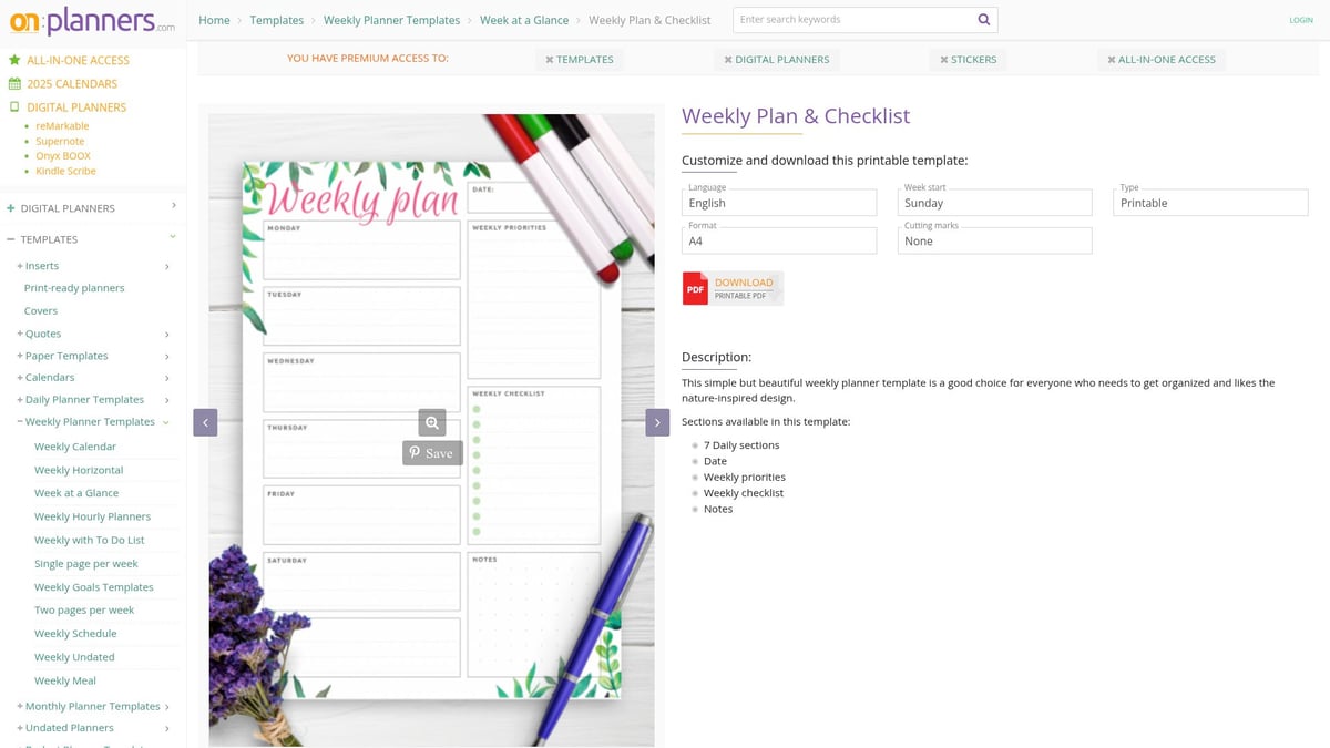 7 Best Printable Planner PDF Picks for Organized 2025 - OnPlanners Weekly Plan & Checklist