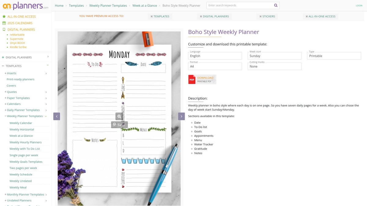 7 Best Printable Planner PDF Picks for Organized 2025 - Boho Style Weekly Planner