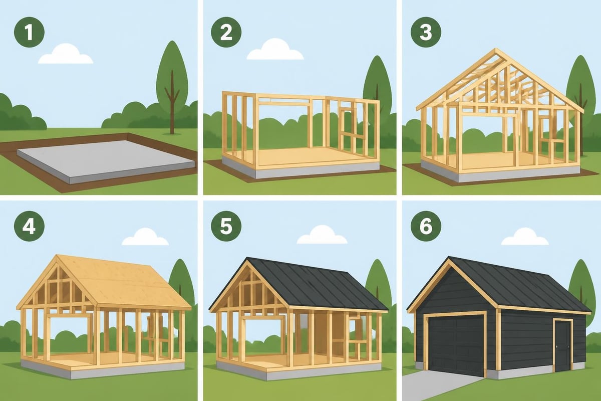 Timber frame garage construction