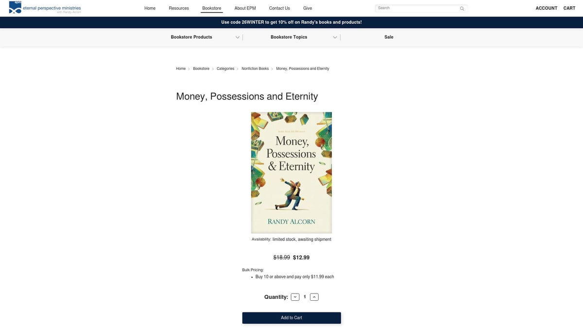 10 Essential Christian Books on Finance to Read in 2026 - Money, Possessions, and Eternity by Randy Alcorn