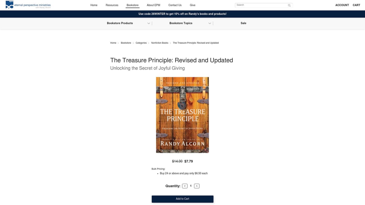 10 Essential Christian Books on Finance to Read in 2026 - The Treasure Principle: Unlocking the Secret of Joyful Giving by Randy Alcorn