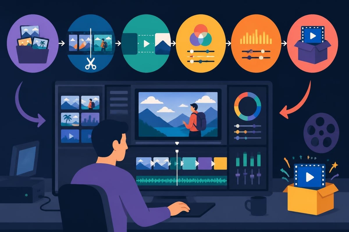 Creative video editing workflow stages