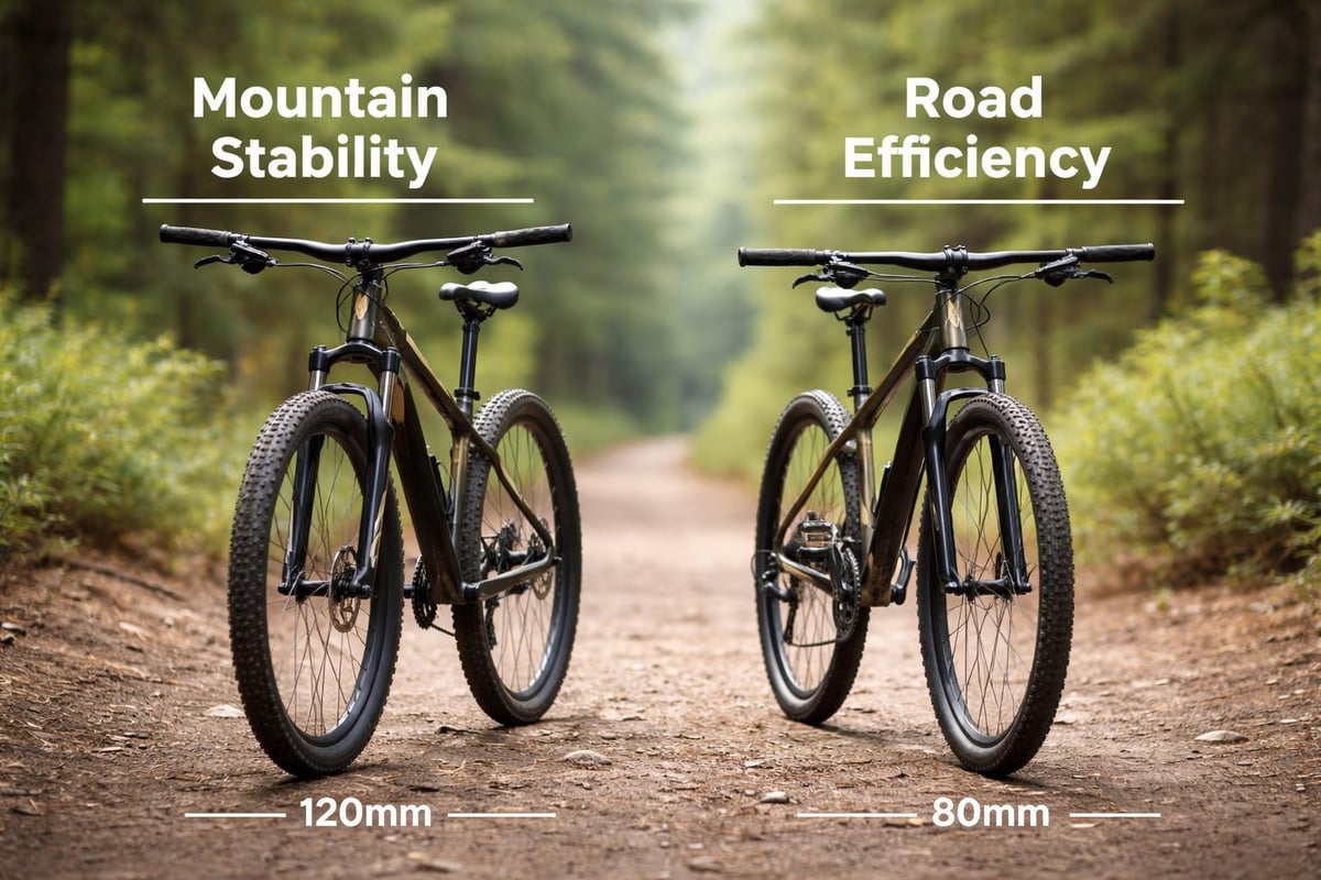 Hybrid MTB frame geometry and component placement