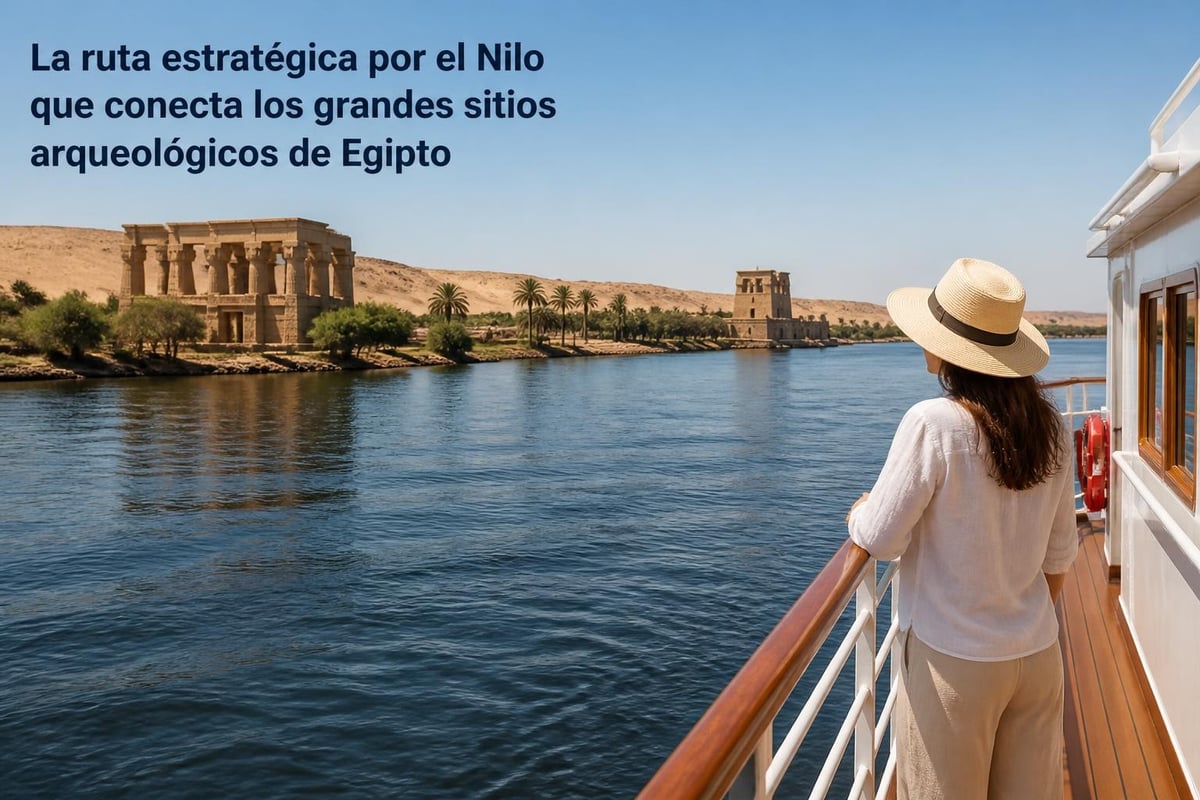 Navegación del Nilo conectando sitios arqueológicos
