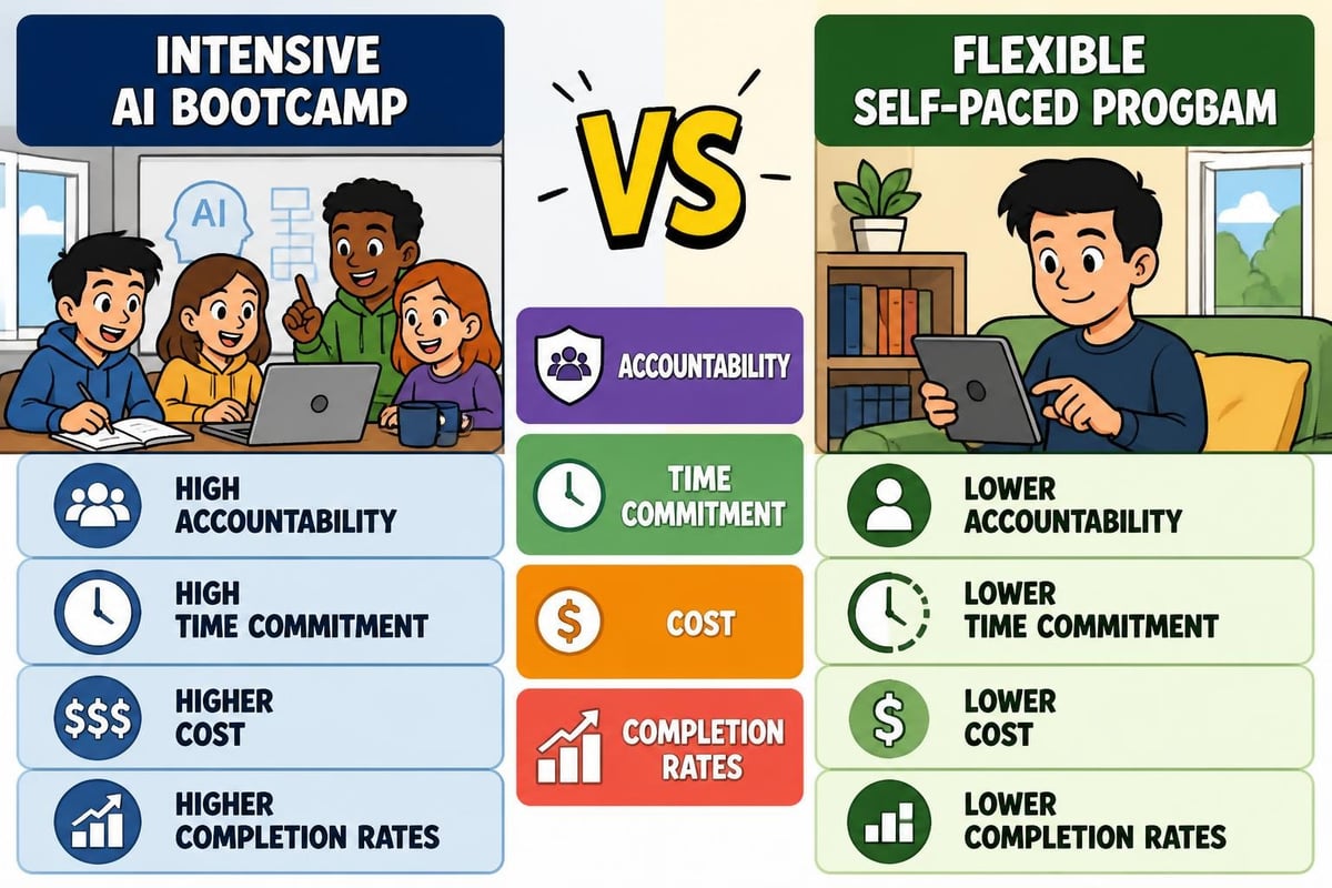 Bootcamp versus self-paced learning comparison