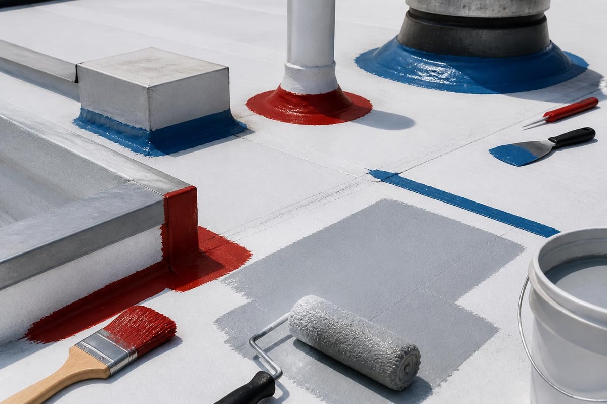 Roofing compound application zones