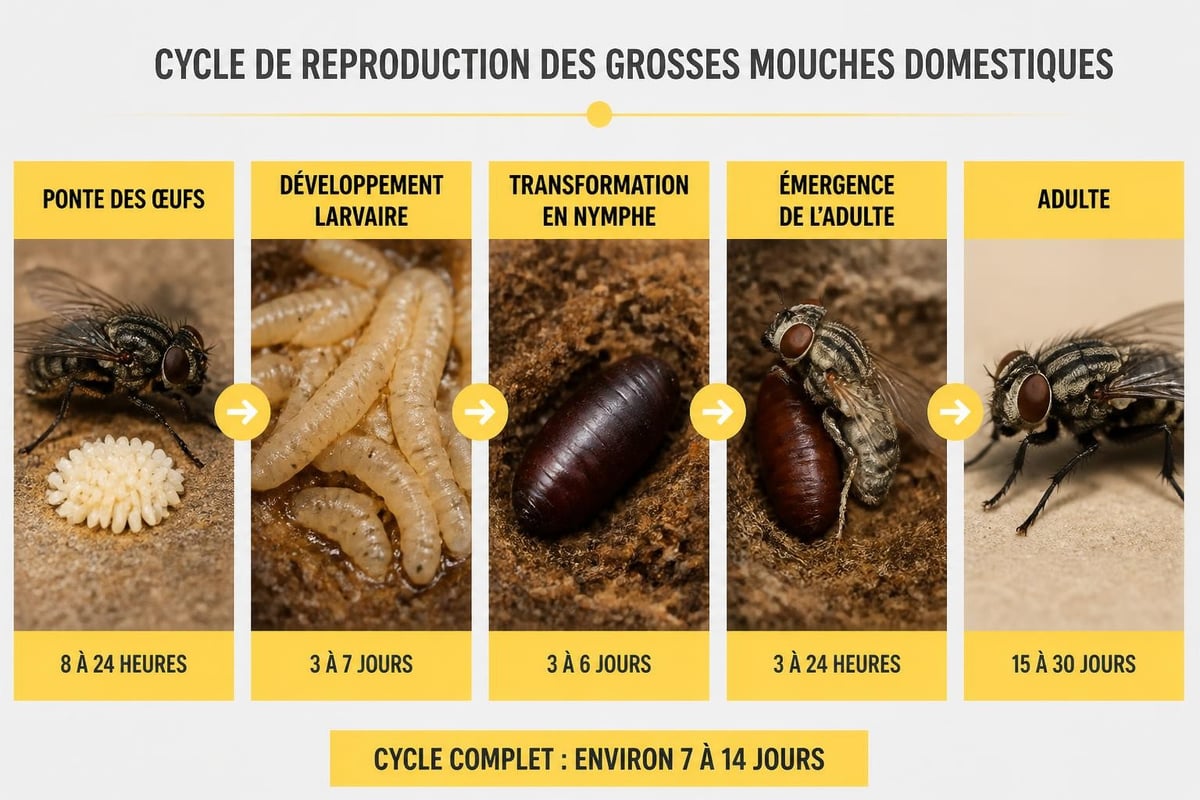 Cycle de vie des grosses mouches