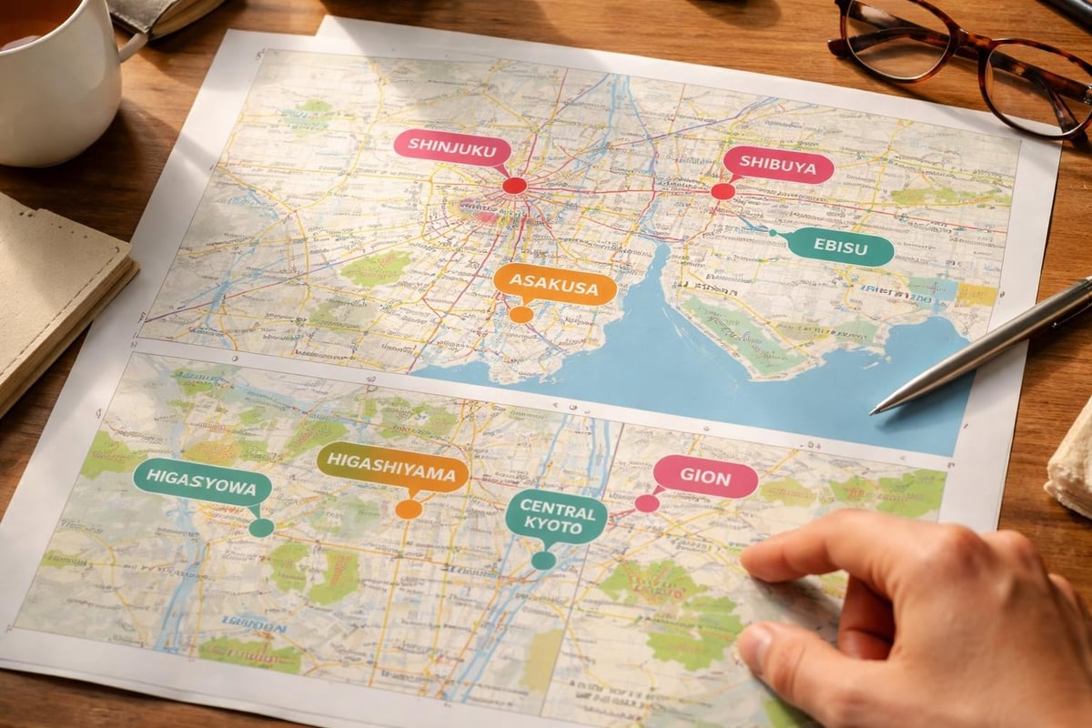 Tokyo Kyoto accommodation zones