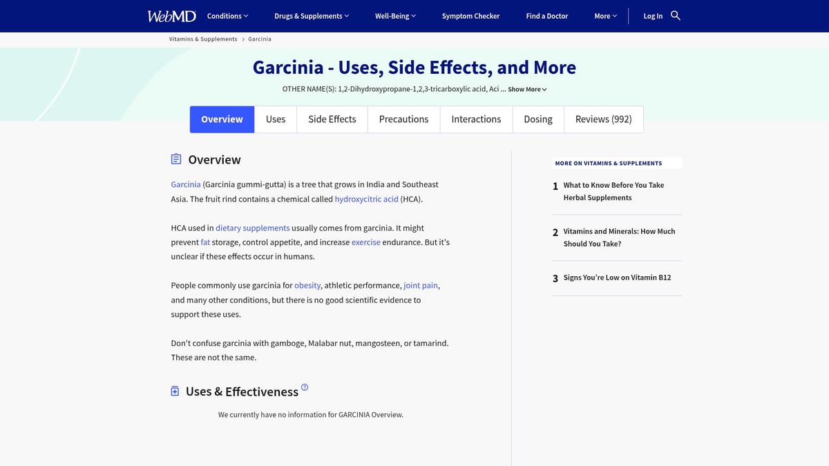 Top 7 Best Weight Loss Pills to Try in 2025 - Garcinia Cambogia Extract (Various Brands)