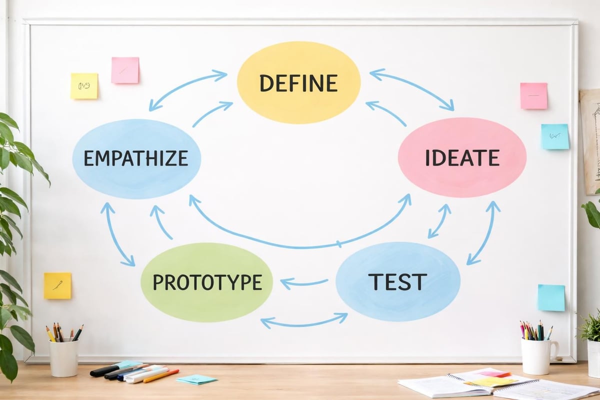 Five stages of design thinking process