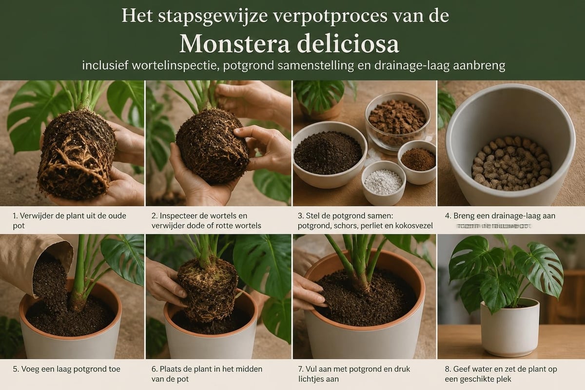 Monstera verpotten stappen