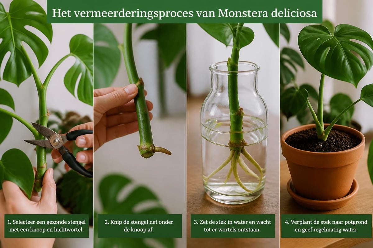 Monstera stekken proces