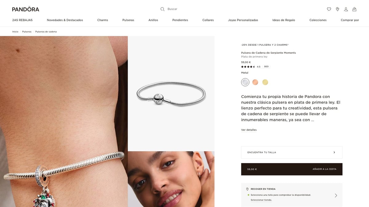 7 Mejores Trendy Bangles for Women Que Debes Probar en 2026 - Pandora – Moments Snake Chain Bangle