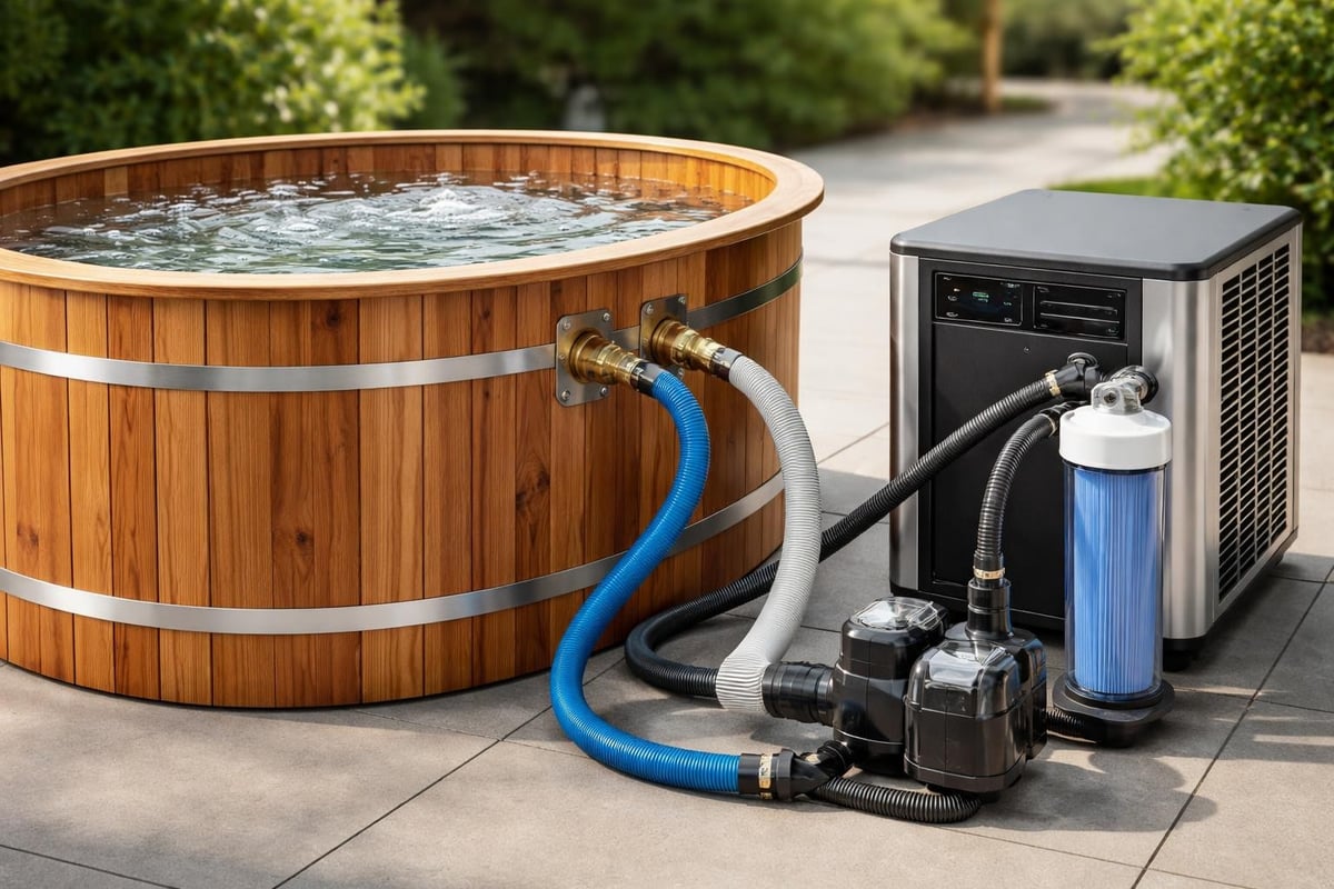 Cold plunge chiller system setup