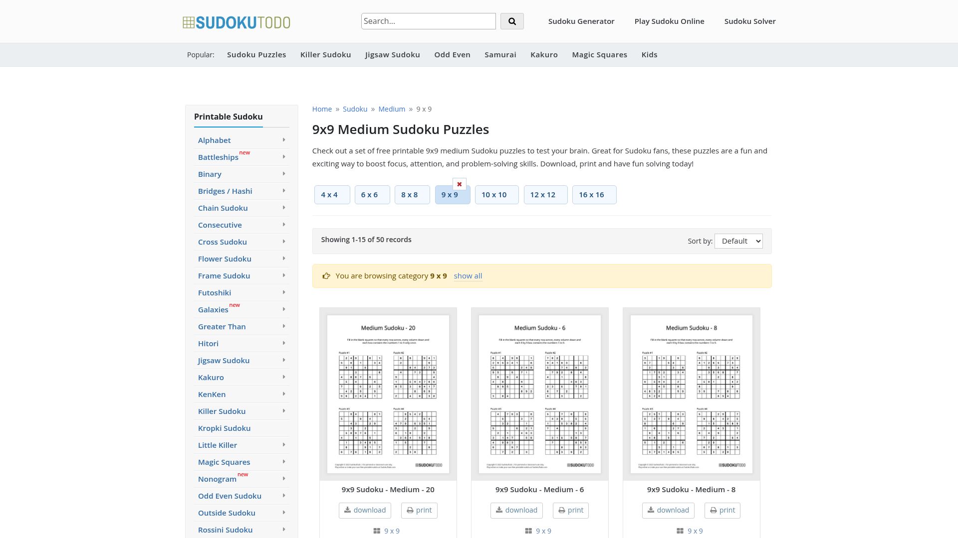 10 Best Sudoku Puzzles Medium for 2025 - SudokuTodo Medium 9x9 Printable Puzzle