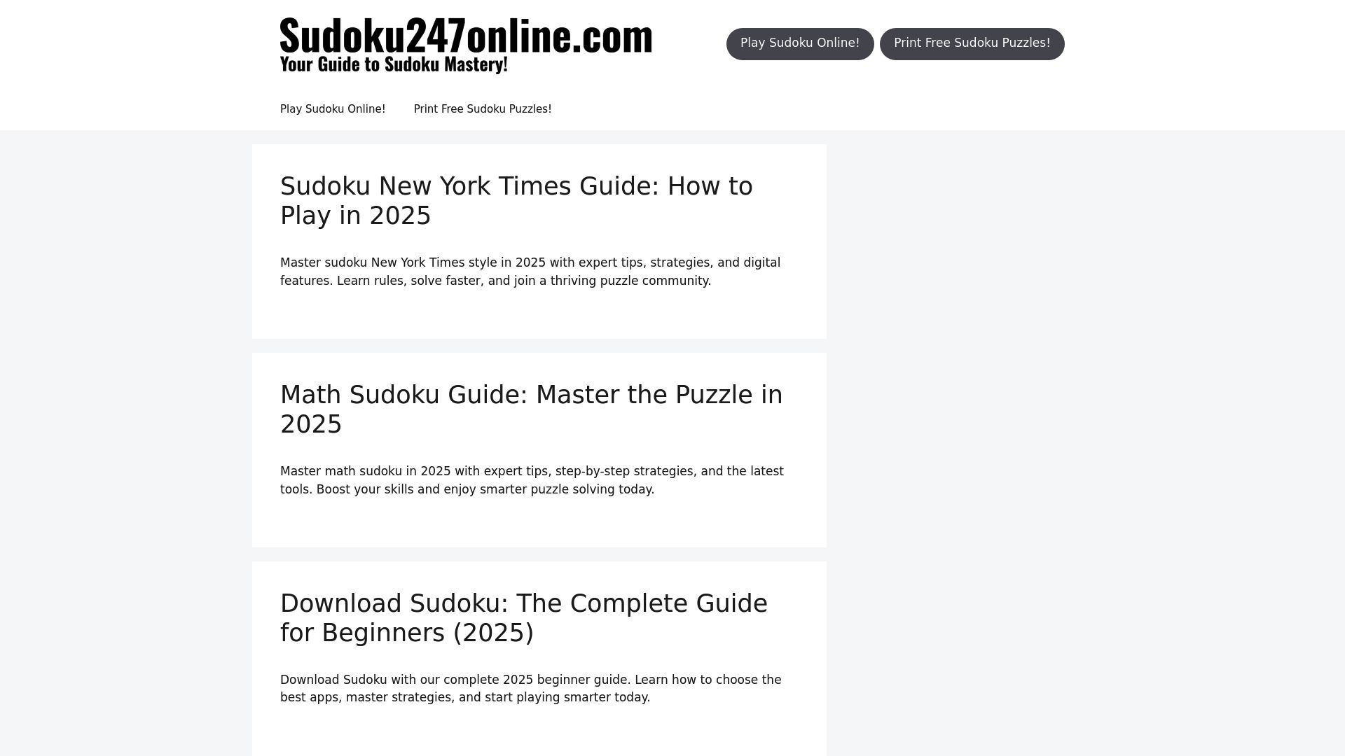 10 Best Sudoku Puzzles Medium for 2025 - Sudoku247online.com – Medium Online Sudoku Platform