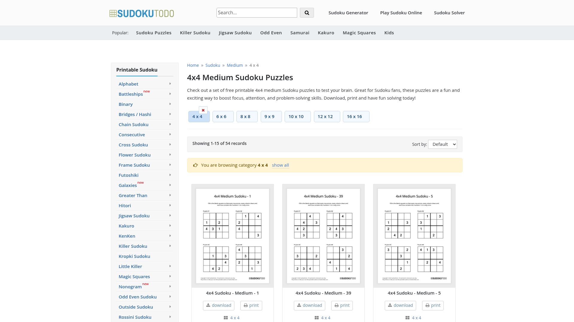 10 Best Sudoku Puzzles Medium for 2025 - SudokuTodo Medium 4x4 Sudoku